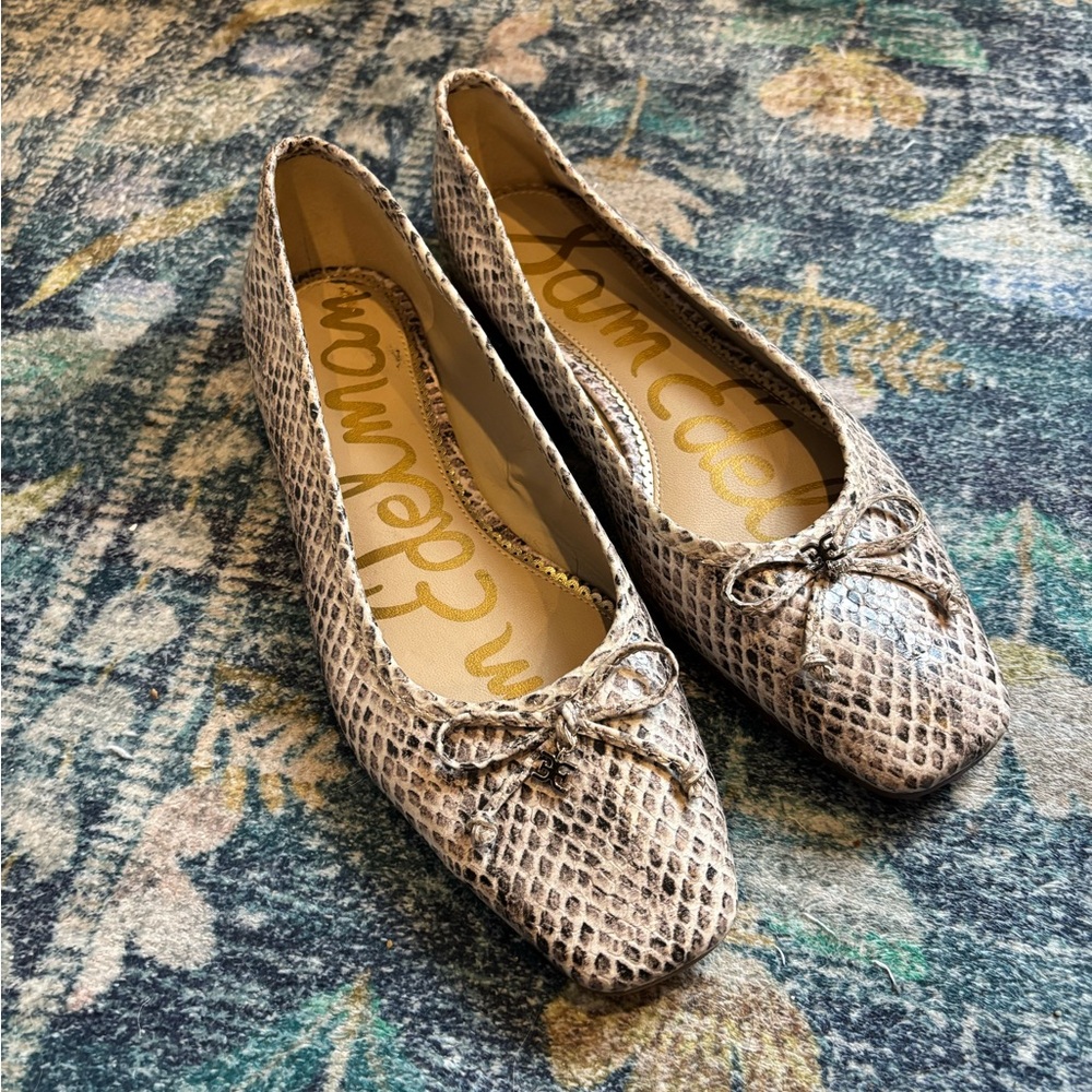 Sam Edelman Jillie Snake/Python Square Toe Ballet… - image 2